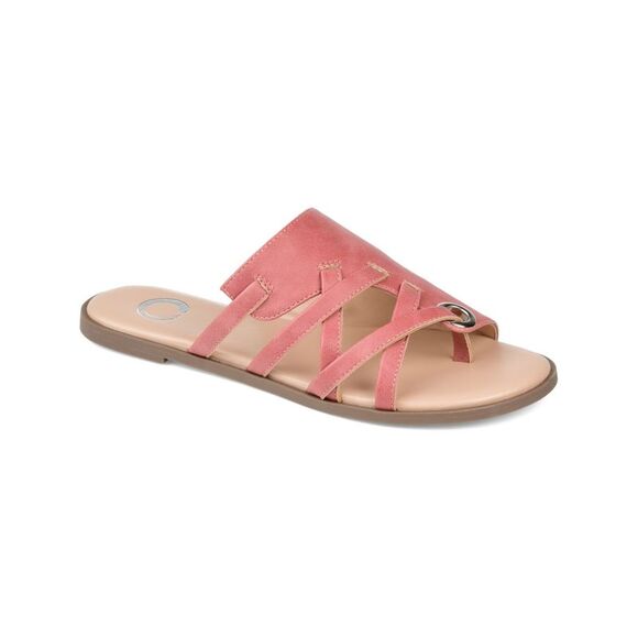 JOURNEE COLLECTION Shoes - JOURNEE COLLECTION Womens Pink Grommet Hasten Round Toe Slip On Sandals 7.5 M
